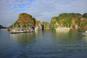 VIETNAM, Halong Bay, cruise boats and limestone formations, VT1863JPL