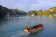 VIETNAM, Halong Bay, limestone formations, and boat, VT1877JPL
