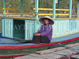 VIETNAM, Halong Bay, woman in boat wearing conical hat, VT699JPL