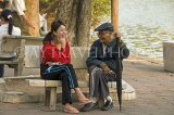 VIETNAM, Hanoi, people chatting in the park, VT574JPL