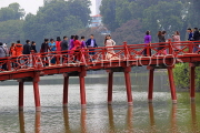 Vietnam, HANOI, Hoan Keim Lake, Huc Bridge (Red Bridge), VT1632JPL