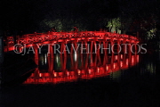 Vietnam, HANOI, Hoan Keim Lake, Huc Bridge (Red Bridge), night view, VT974PL
