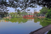 Vietnam, HANOI, Hoan Keim Lake, lakeside view and Huc Bridge (Red Bridge), VT1530JPL