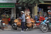 Vietnam, HANOI, Old Quarter, Street Vendor, bicycle loaded with wickerware, VT1514JPL