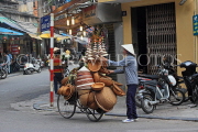 Vietnam, HANOI, Old Quarter, Street Vendor, bicycle loaded with wickerware, VT1515JPL