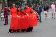 Vietnam, HANOI, young women dressed in red, posing for photo shoot, VT1251JPL