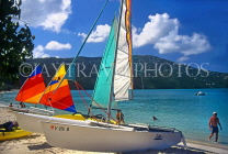 Virgin Islands (US), ST THOMAS, Magens Bay, sailboats on beach, CAR2660PL