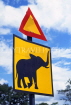 ZIMBABWE, roadside warning sign for elephants, ZIM46JPL