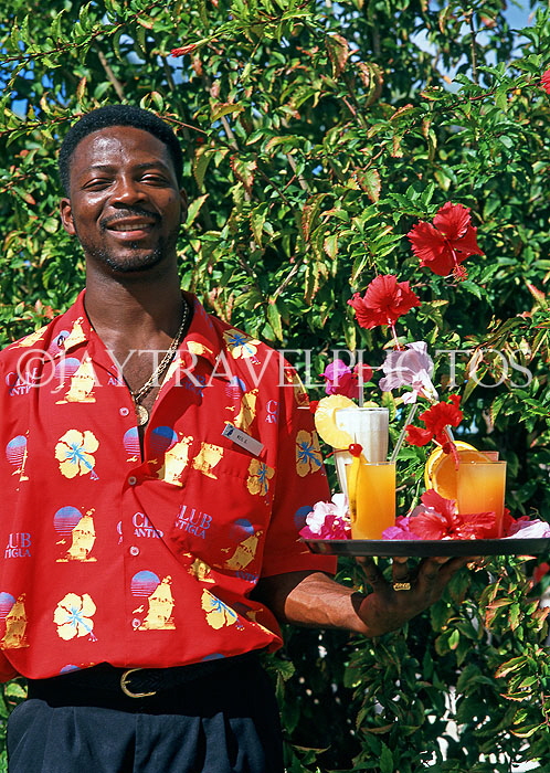 ANTIGUA, waiter with cocktails on tray, ANT645JPL
