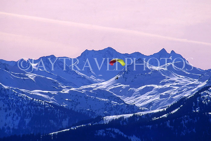 AUSTRIA, Tyrol, Zillertal Alps scenery and paraglider, AST515JPL