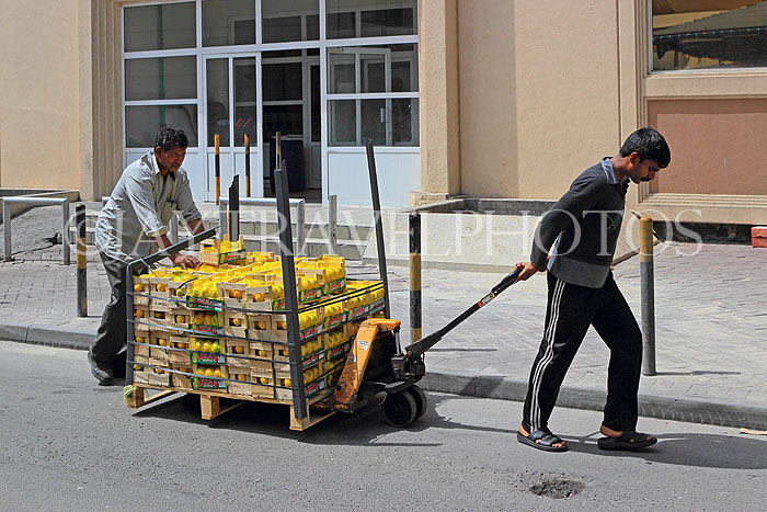 BAHRAIN, Manama, Central Market, trolley transporting goods, BHR1311JPL