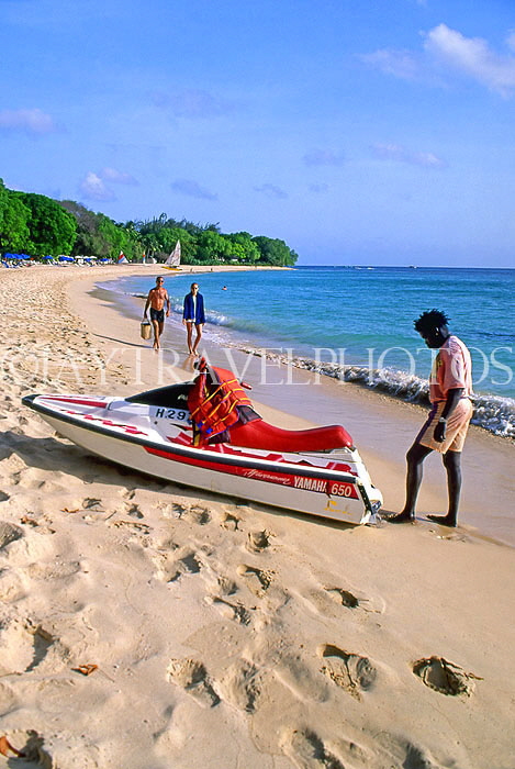 BARBADOS, West coast, beach and water scooter, BAR111JPL