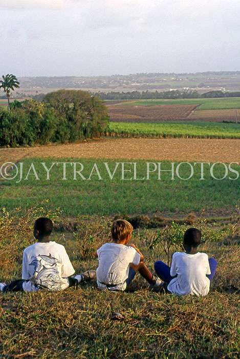BARBADOS, countryside scenery near St George area, and children, BAR328JPL