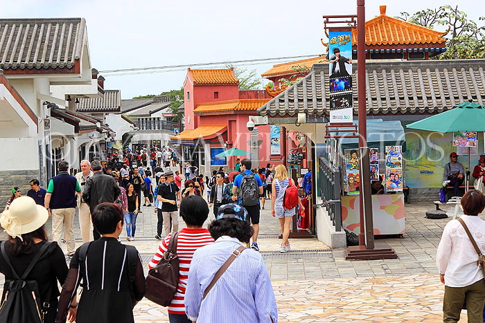 HONG KONG, Lantau Island, Ngong Ping 360, village street, and tourists, HK913JPL