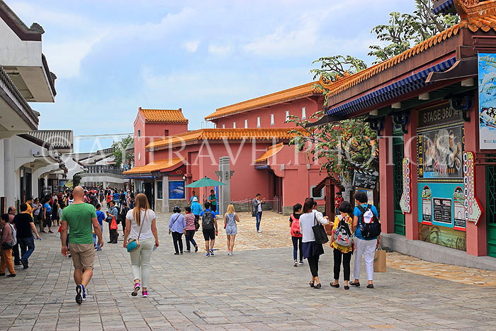 HONG KONG, Lantau Island, Ngong Ping 360, village street, and tourists, HK914JPL