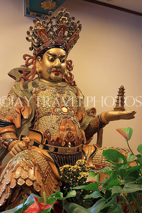 HONG KONG, Lantau Island, Po Lin Monastery, Hall of Bodhisattva Skanda, Heavenly King statues, HK851JPL