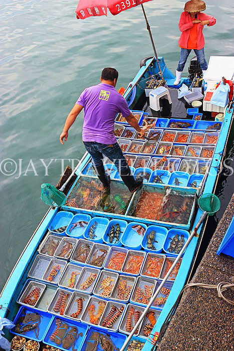 HONG KONG, Sai Kung, waterfront, boats selling live seafood, HK1448JPL
