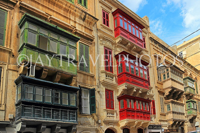 MALTA, Valletta, traditional Maltese balconies, MLT930JPL