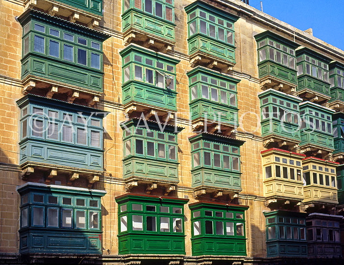 MALTA, Valletta, traditional Maltese house balconies, MLT626JPL