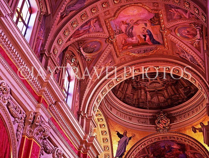 Malta, GOZO, Citadel Cathedral, elaborate interior and ceiling paintings, MLT755JPL