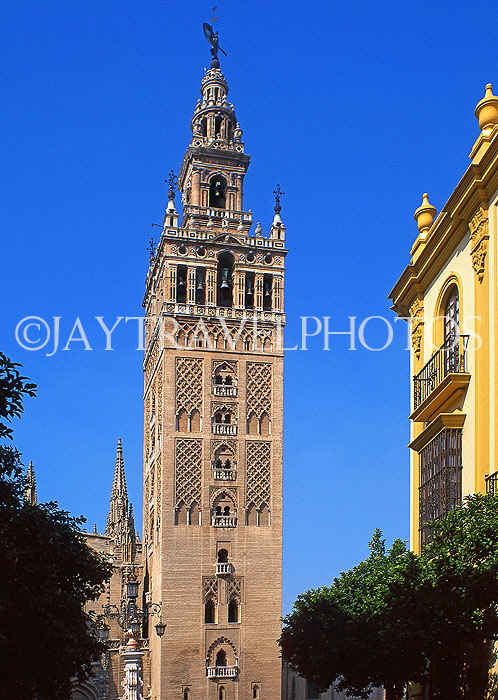 SPAIN, Andalucia, SEVILLE, Giralda Tower (Arabic Minaret of Gothic Cathedral), SPN1479JPL