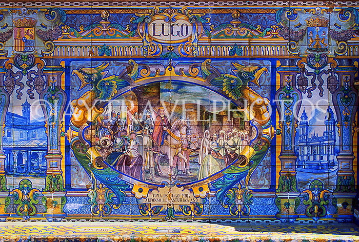 SPAIN, Andalucia, SEVILLE, Plaza de Espana, ceramic tile work on buildings, SPN793JPL