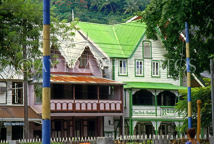 ST LUCIA, Castries, old buildings in Walcott Sq, Rain Restaurant (Chez Paul), STL650JPL