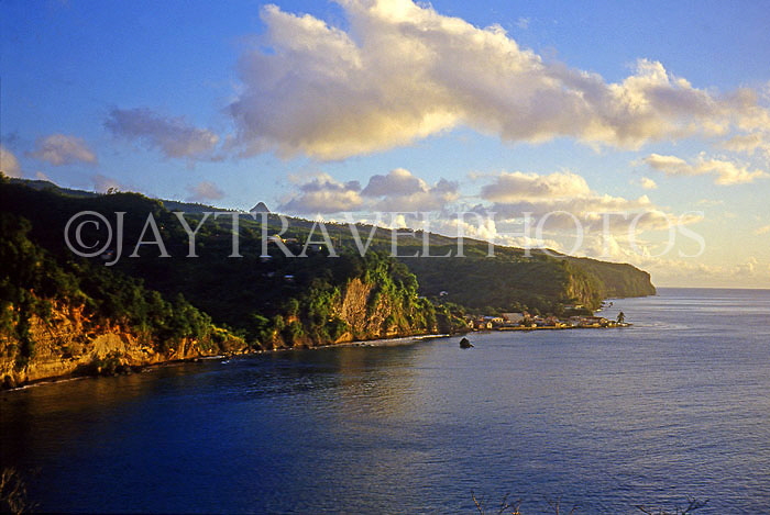 ST LUCIA, western coast scenery and sea view at dusk, STL771JPL