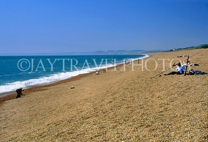 UK, Dorset, CHESIL BEACH and anglers, DOR41JPL