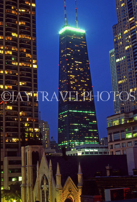 USA, Illinois, CHICAGO, John Hancock Tower, night view, US2668JPL