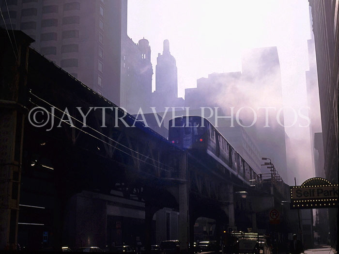 USA, Illinois, CHICAGO, mist over Downtown area, and subway, CHI780JPL